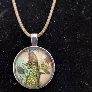 NECKLACE 16” NWOT Hand Crafted Myself July 2022 Beautiful Peacock Pendant